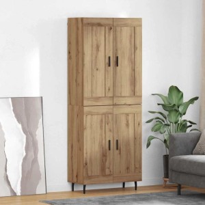 vidaXL Highboard 2-Tlg Artisan-Eiche Engineered Wood und Glas 3415948