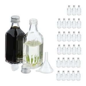 Relaxdays Miniflaschen Glas Transparent Auslaufsicher 30er Pack 50 ml 10 cm x 3,5 cm x 3,5 cm
