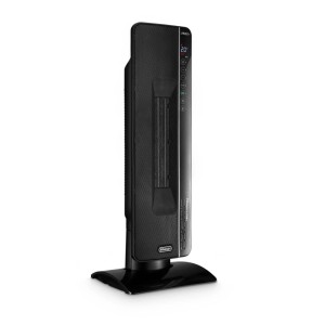 Schwarzer DeLonghi Keramikheizer TCH 8993ER.BC mit digitalem Display und Kippschutz.