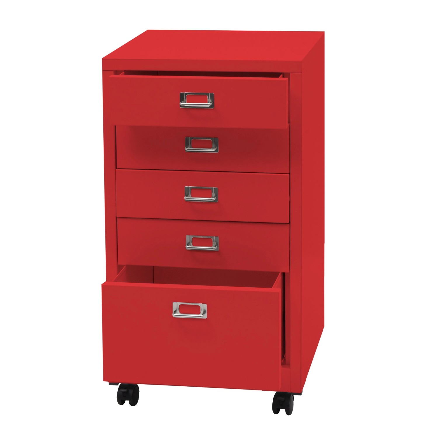 PROREGAL Rollcontainer 75x40x41cm Metall 5 Schubladen Rot günstig online kaufen