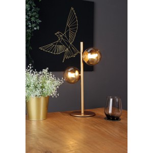 Moderne Eco-Light Tischleuchte Neptun, 2-flammig, Messing, mit zwei runden Leuchtkörpern.
