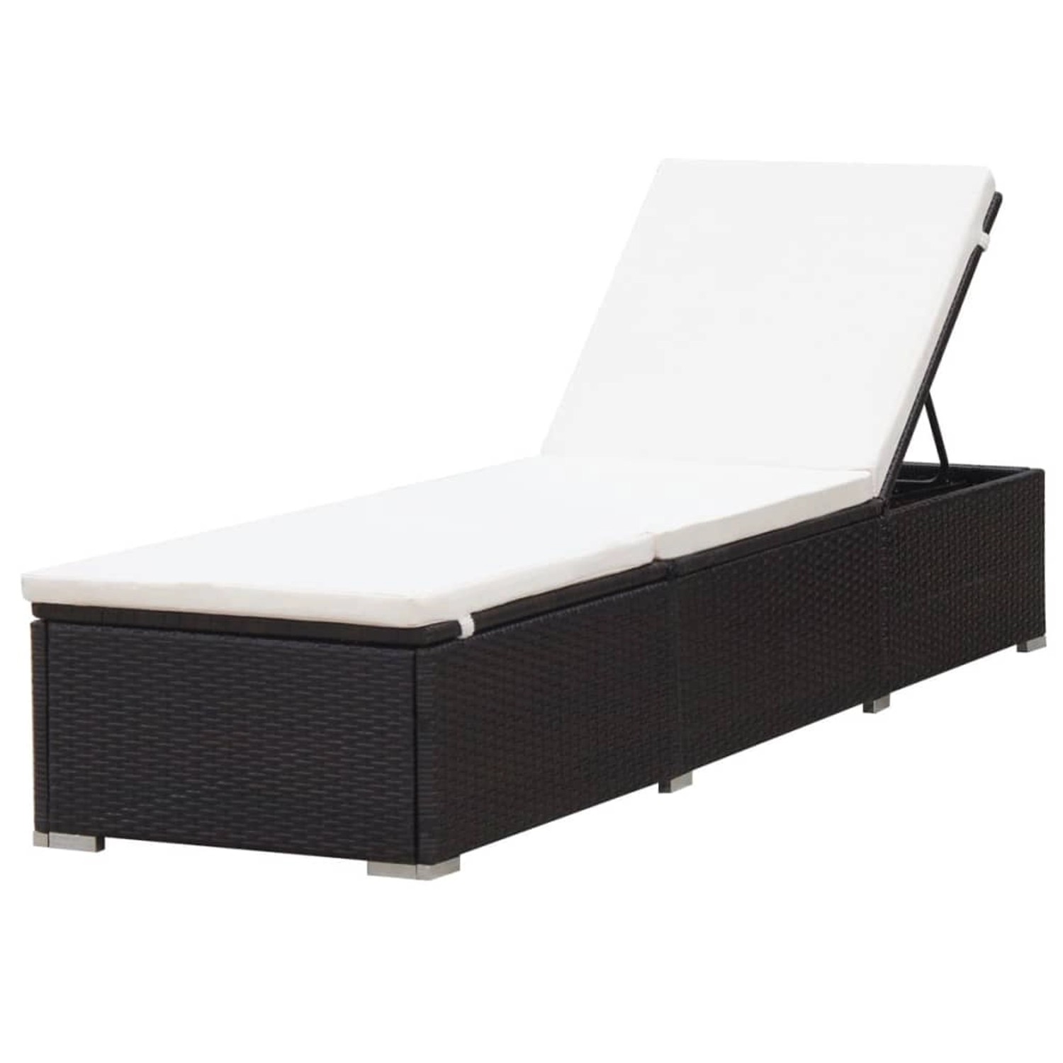 vidaXL Sonnenliege mit Auflage in Cremeweiß Poly-Rattan Braun 317105