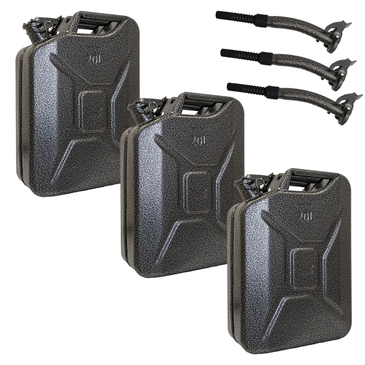 TRUTZHOLM 3x Metallkanister Snakeoptik 20 Liter Mit Ausgießer Und Halter