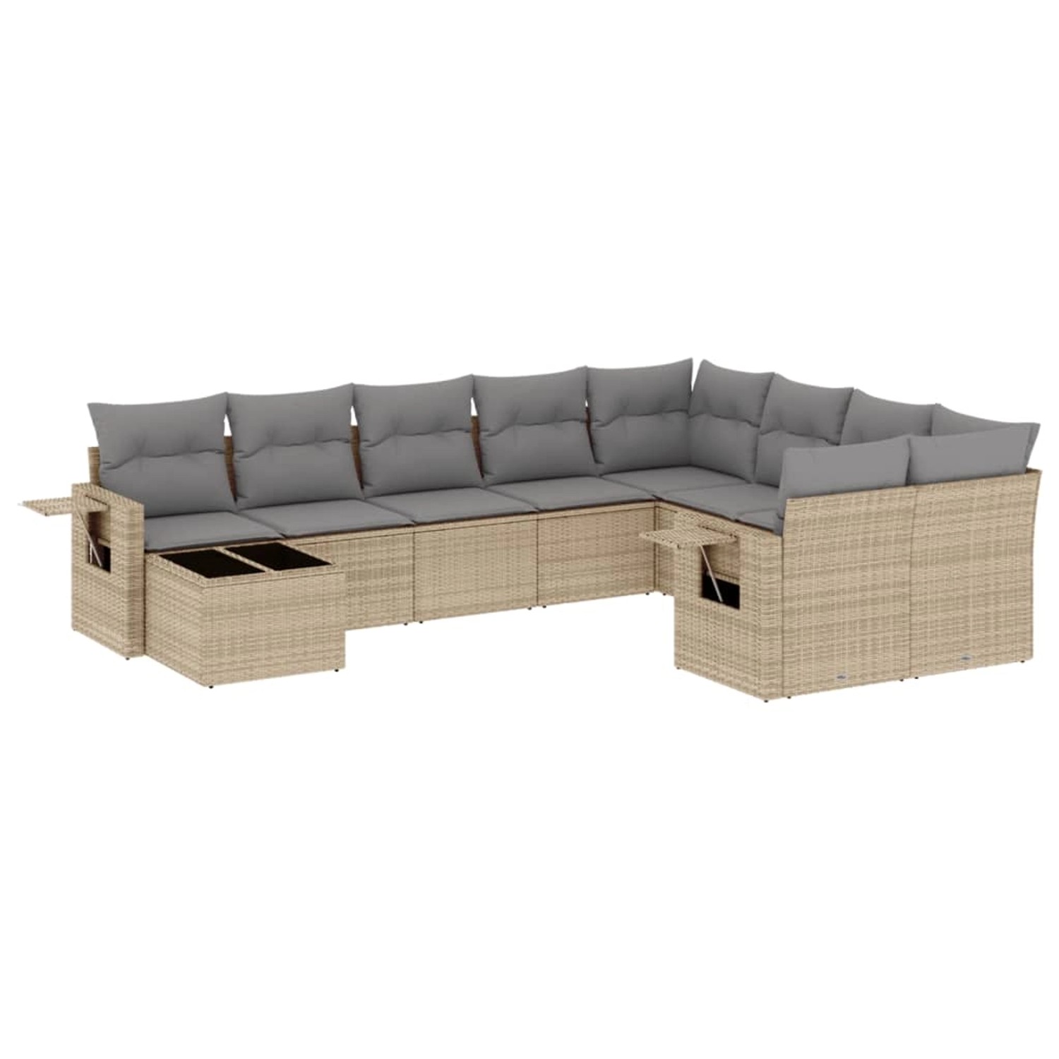vidaXL 10-Tlg Garten-Sofagarnitur mit Kissen Beige Poly Rattan 3220658 günstig online kaufen