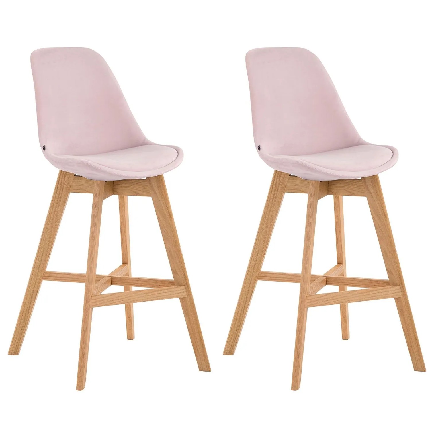 CLP 2er Set Barhocker Cannes Samt Pink/Natura