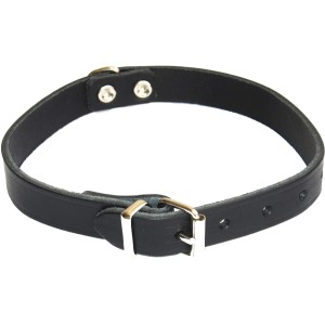 Schwarzes Heim Hundehalsband aus Softleder, 16 mm breit und 40 cm lang.