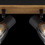 Globo Strahler Claude, 4-flammig, dunkelbraunes Holz, Rauchglas-Spots für E14 Leuchtmittel.