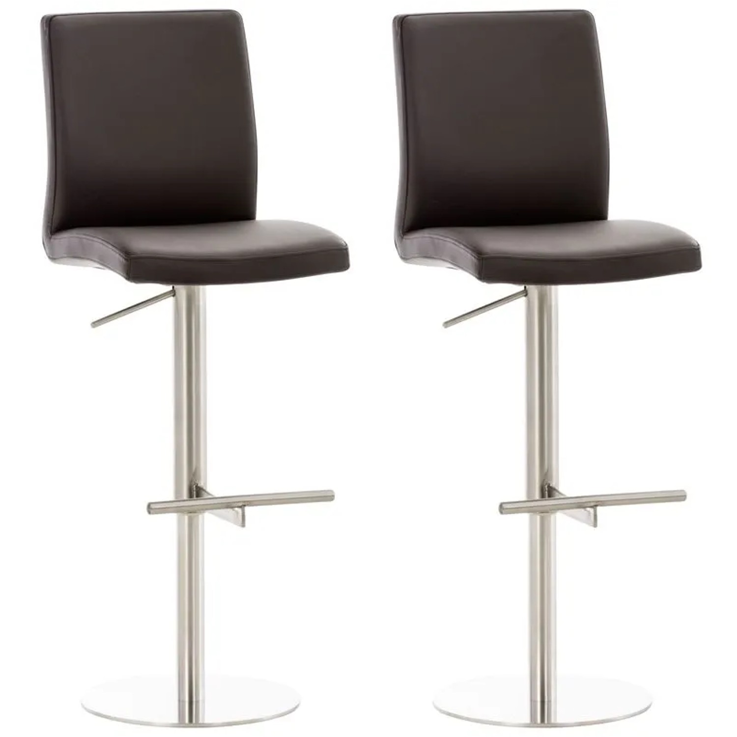 CLP 2er Set Barhocker Cadiz Kunstlederbezug Braun/Edelstahl