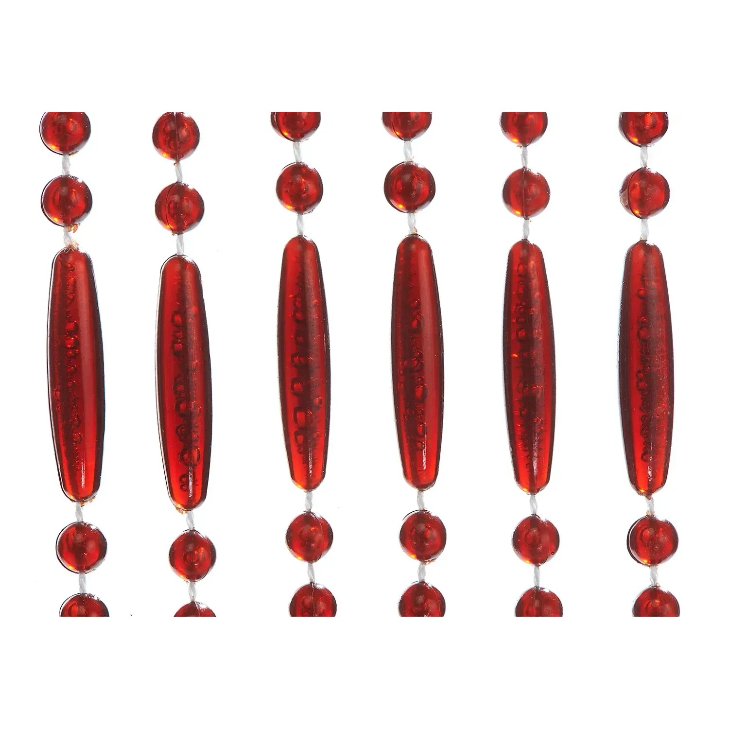 Kobolo Türvorhang AMBER, rot, mit Perlen und Strängen, 100x210 cm, Dekoartikel für die Tür.