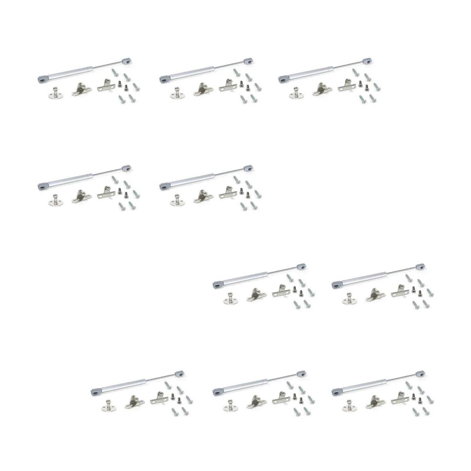Emuca Kit von 10 Kolben H für Klapptür 11kg 100mm Lauf mit Halterungen Stahl und Kunststoff Metallic Grau