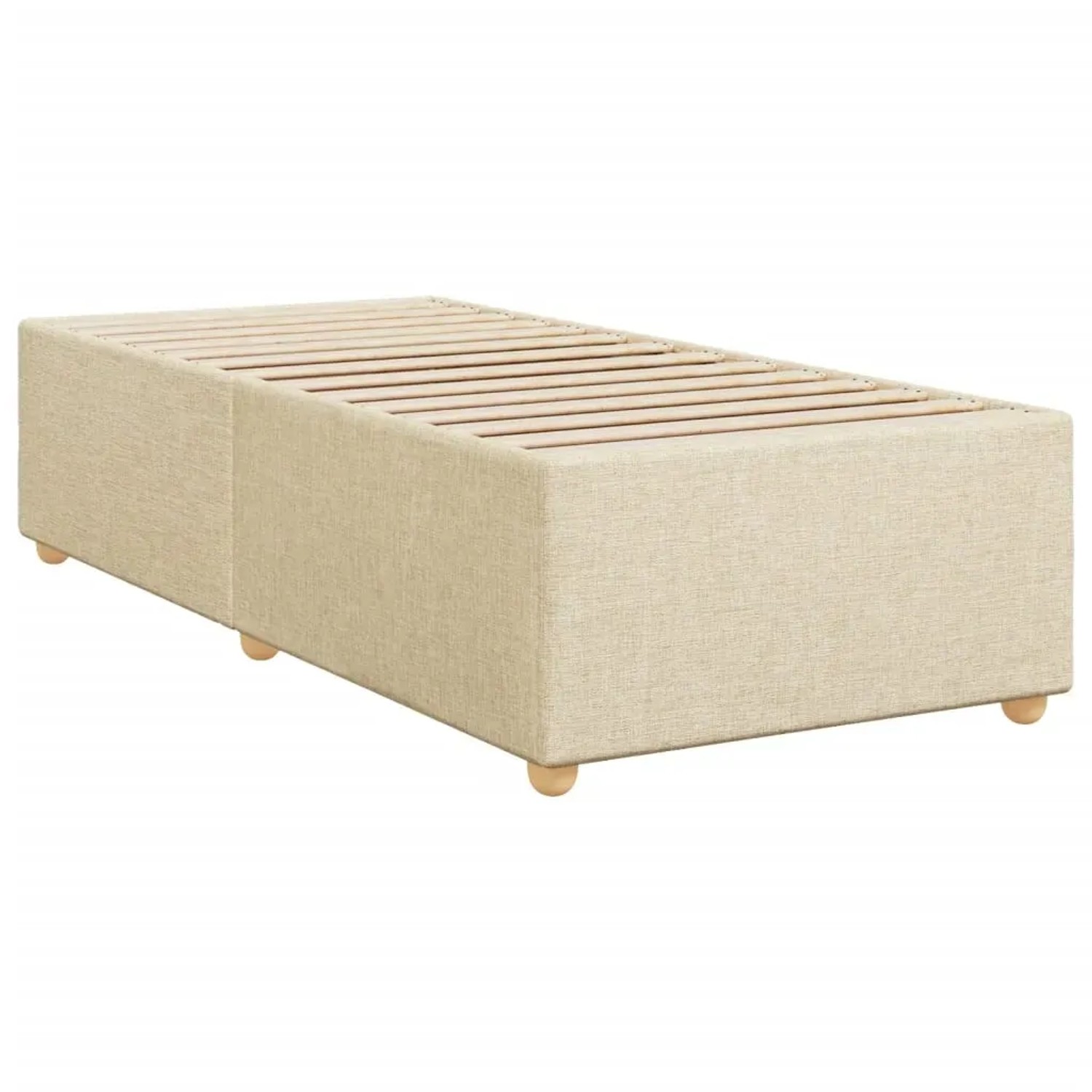 Cremefarbenes vidaXL Boxspringbett 90x190 cm mit Lattenrost und Füßen.