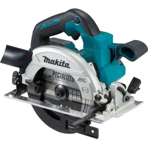 Makita DHS660RTJ Akku-Handkreissäge 18V, Akku-Kreissäge mit Sägeblatt und blau-schwarzem Gehäuse.