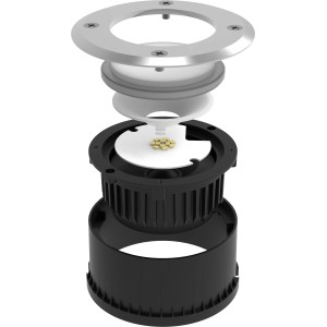 Explosionszeichnung: Lutec LED Bodeneinbauleuchte Cydops, Edelstahl, Ø 11cm. Gartenbeleuchtung.