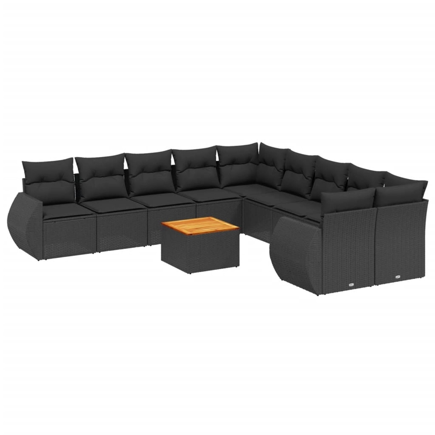 vidaXL 11-Tlg Garten-Sofagarnitur mit Kissen Schwarz Poly Rattan 3257525 günstig online kaufen