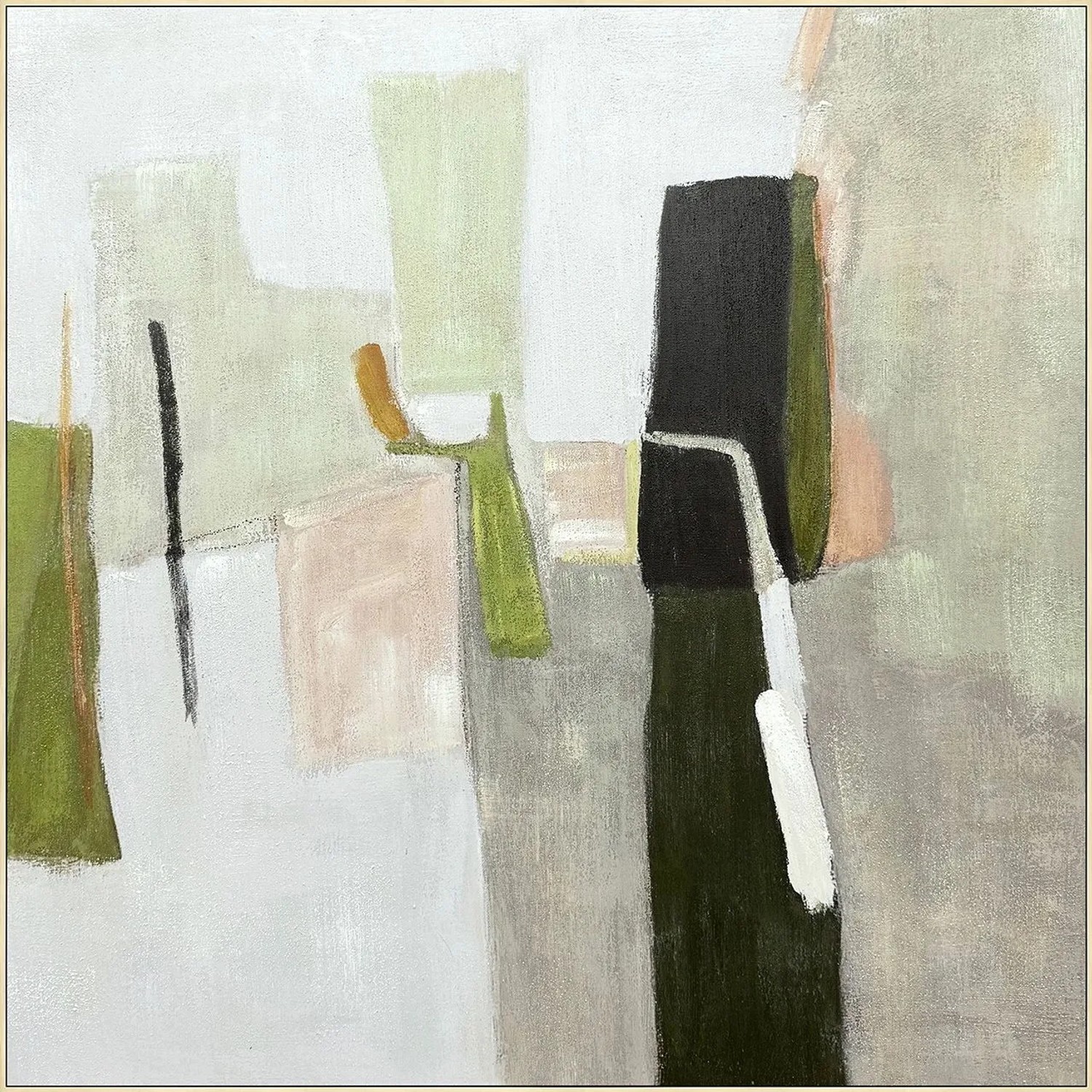 Art Universe Leinwandbild Olive Colour Blocks 100 x 100 cm