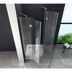 Glasdeals ANGOLO Duschkabine, 90x90x180 cm, Viertelkreis, rahmenlos, mit ESG Glas.