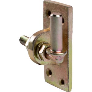 Verstellbarer, gelb verzinkter Kloben, Ø 13 mm, zur Befestigung mit Lochband.