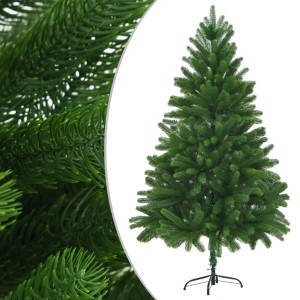 Künstlicher, grüner Weihnachtsbaum (210 cm) mit naturgetreuen Nadeln und Stahlfuß.
