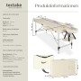Beige Tectake Massageliege, 60 cm breit, mit Tragetasche. Ideal für Wellness und Entspannung.