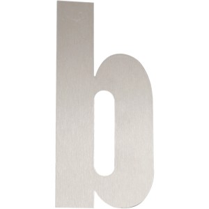 Hausnummer 'b' aus satiniertem Edelstahl für die Wandmontage.