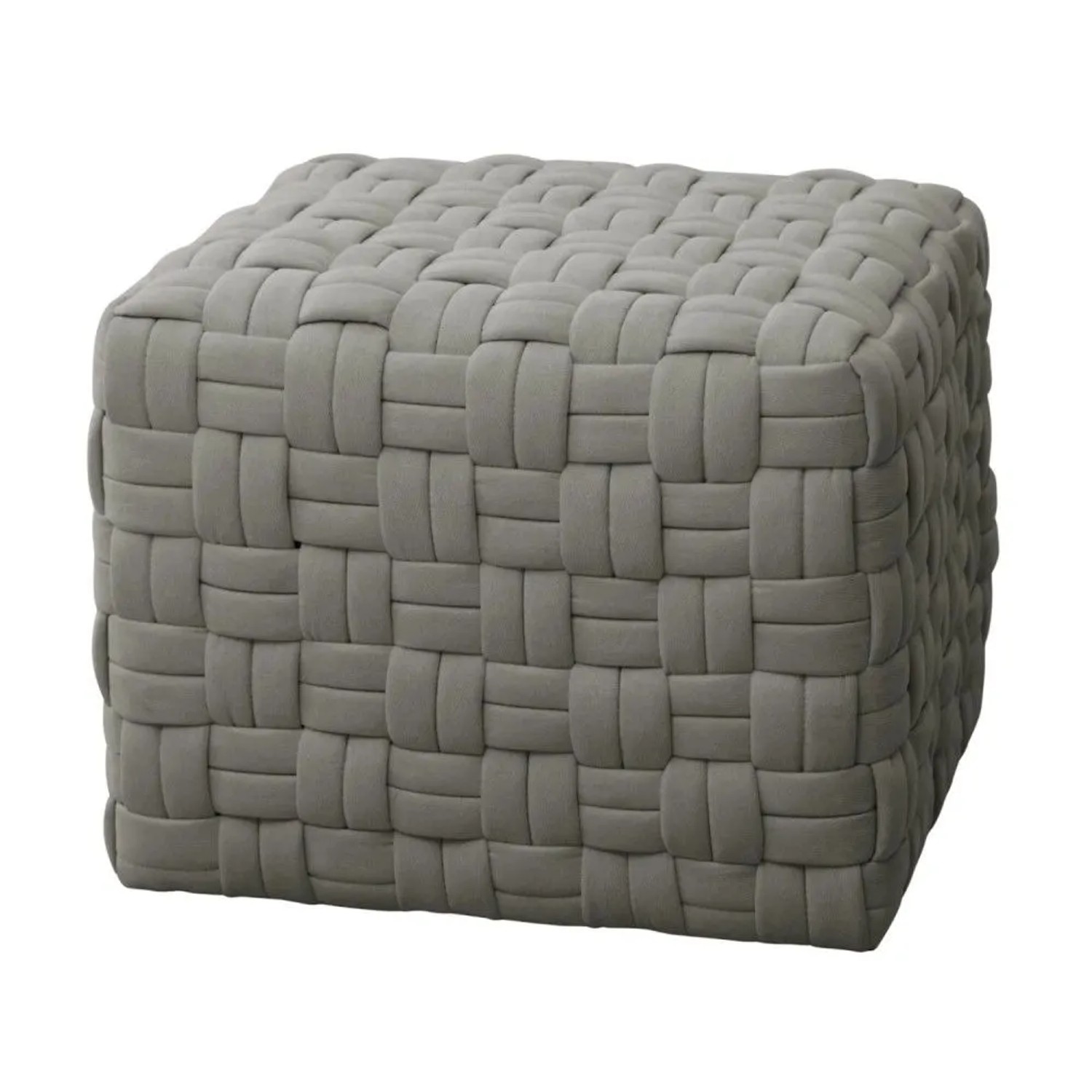 Svita Poppy Hocker Sitzpouf Geflochten Sitzhocker Fußhocker Für Sessel Polyleinen Grau