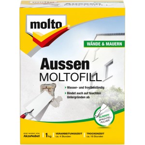 Molto Außen Moltofill Spachtelpulver, 1 kg, für Ausbesserungen im Außenbereich.