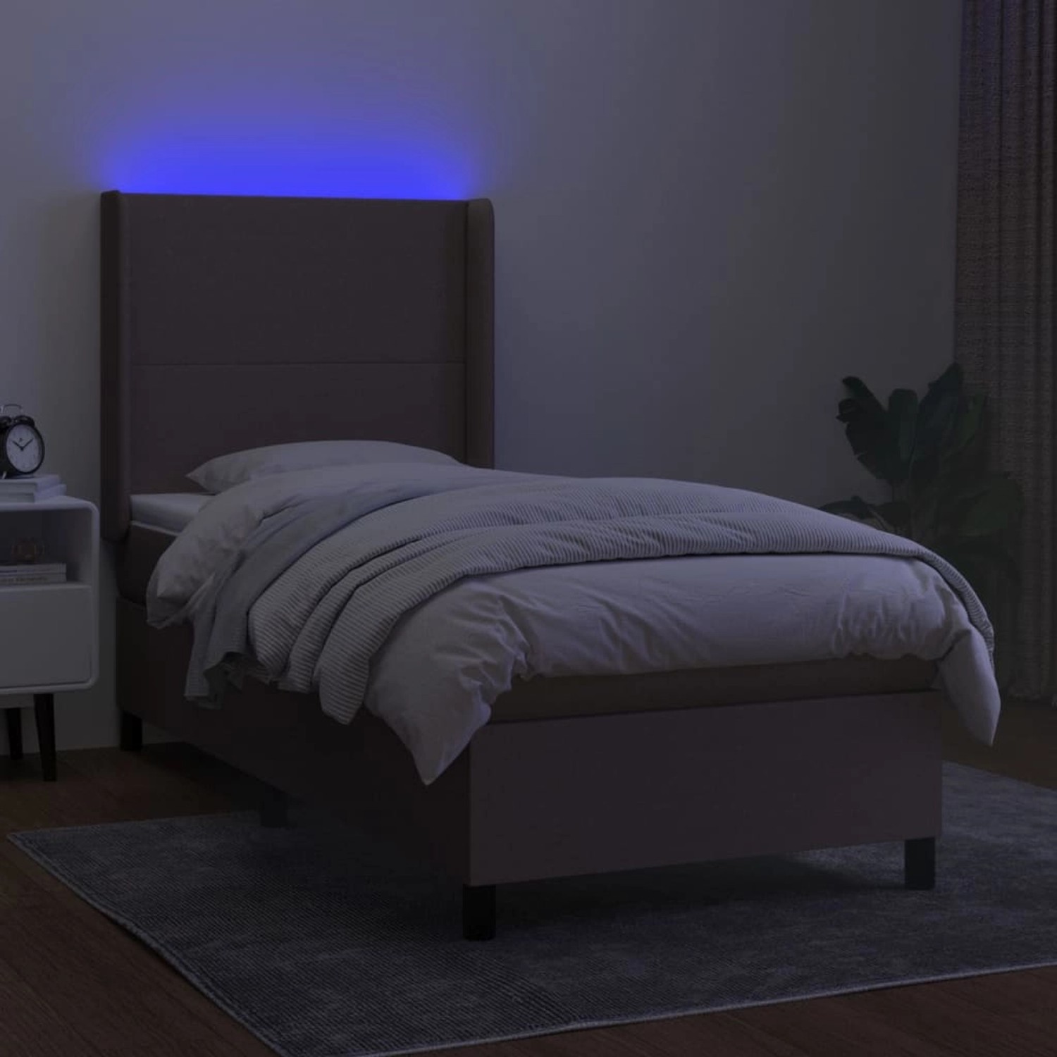vidaXL Boxspringbett mit Matratze & LED Taupe 90x190 cm Stoff 3138121 günstig online kaufen