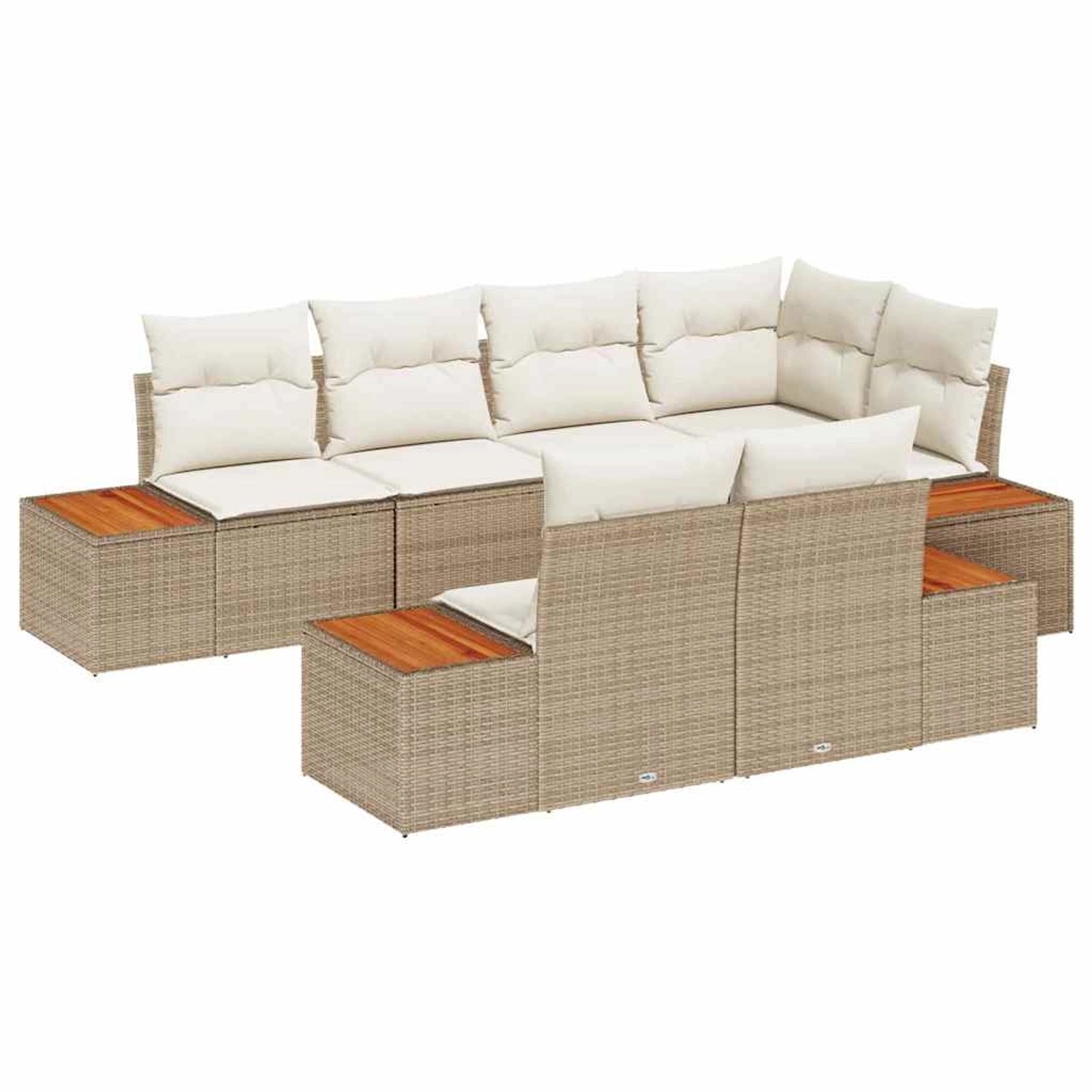 vidaXL Garten-Sofa-Set mit Kissen 7-Tlg Beige Poly Rattan 3348107 günstig online kaufen