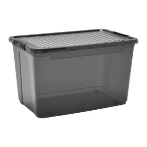 Mömax Box mit Deckel Leo Transparent/Schwarz ca. 56l