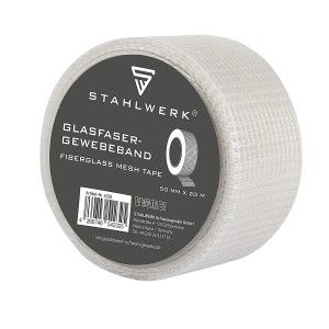STAHLWERK Glasfaser-Gewebeband, 20 m x 50 mm, selbstklebend, für Malerarbeiten und Trockenbau.