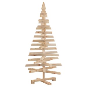 vidaXL Weihnachtsbaum aus Kiefernholz, 120 cm, natur, mit Ständer.
