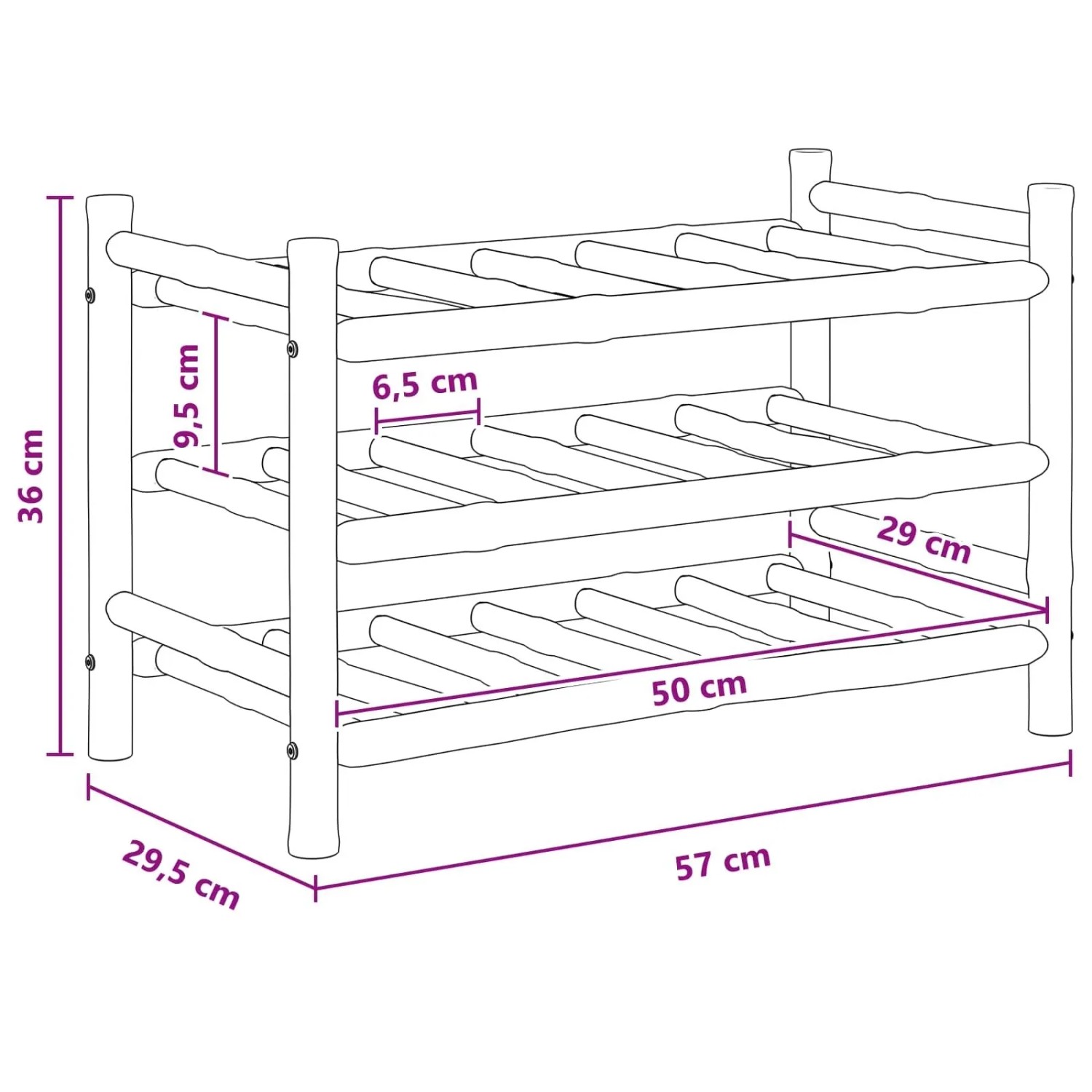 vidaXL Weinregal Natur 57 x 29,5 x 36 cm Bambus 42028070_5