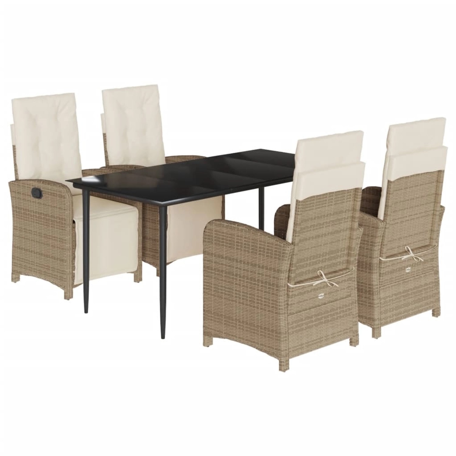 vidaXL 5-Tlg Garten-Essgruppe mit Kissen Beige Poly Rattan 3212573 günstig online kaufen