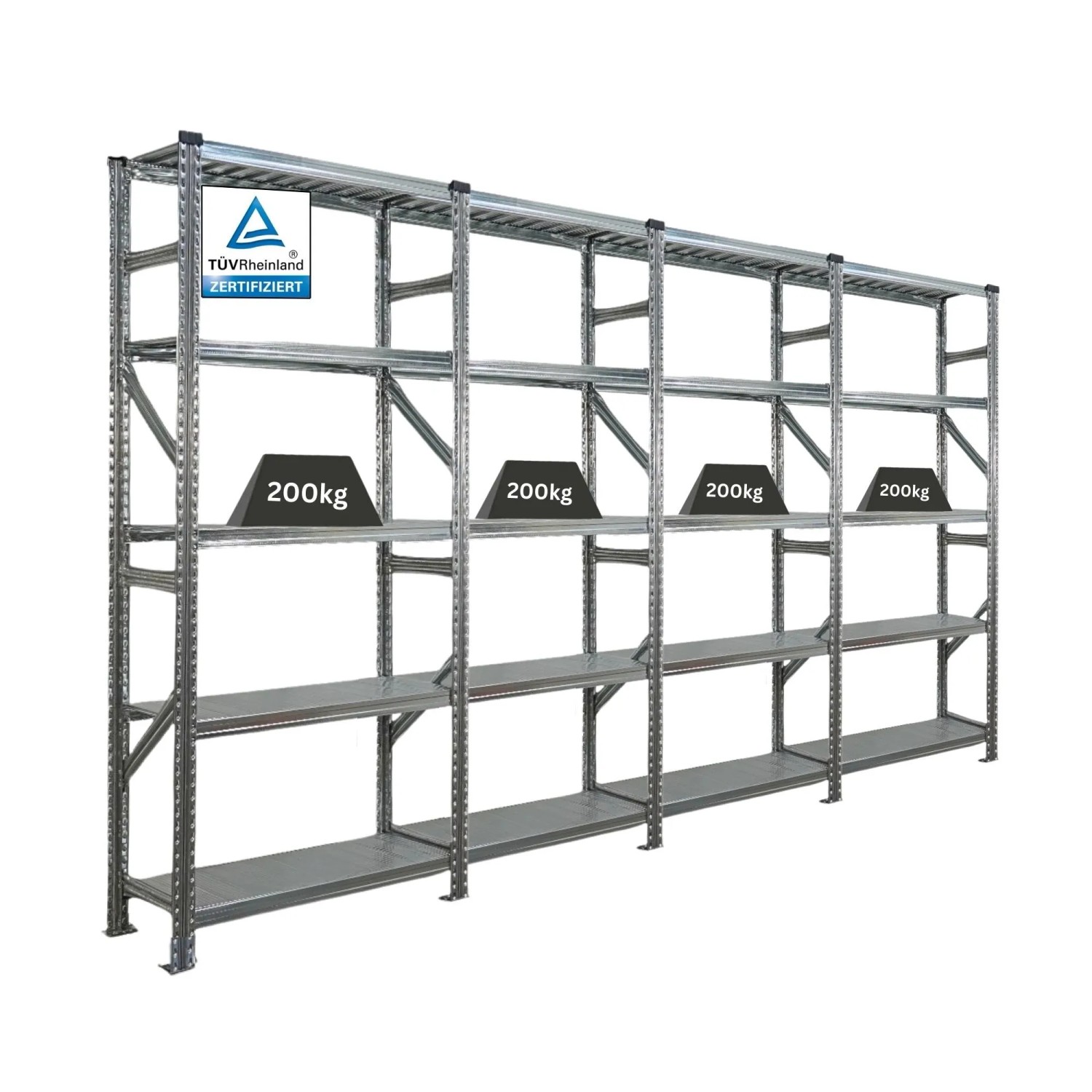 PROREGAL Fachbodenregal Stecksystem Proximo Grundregal HxBxT 200 x 120 x 50 cm 9 Ebenen Fachlast 235 kg Beidseitig Verzinkt