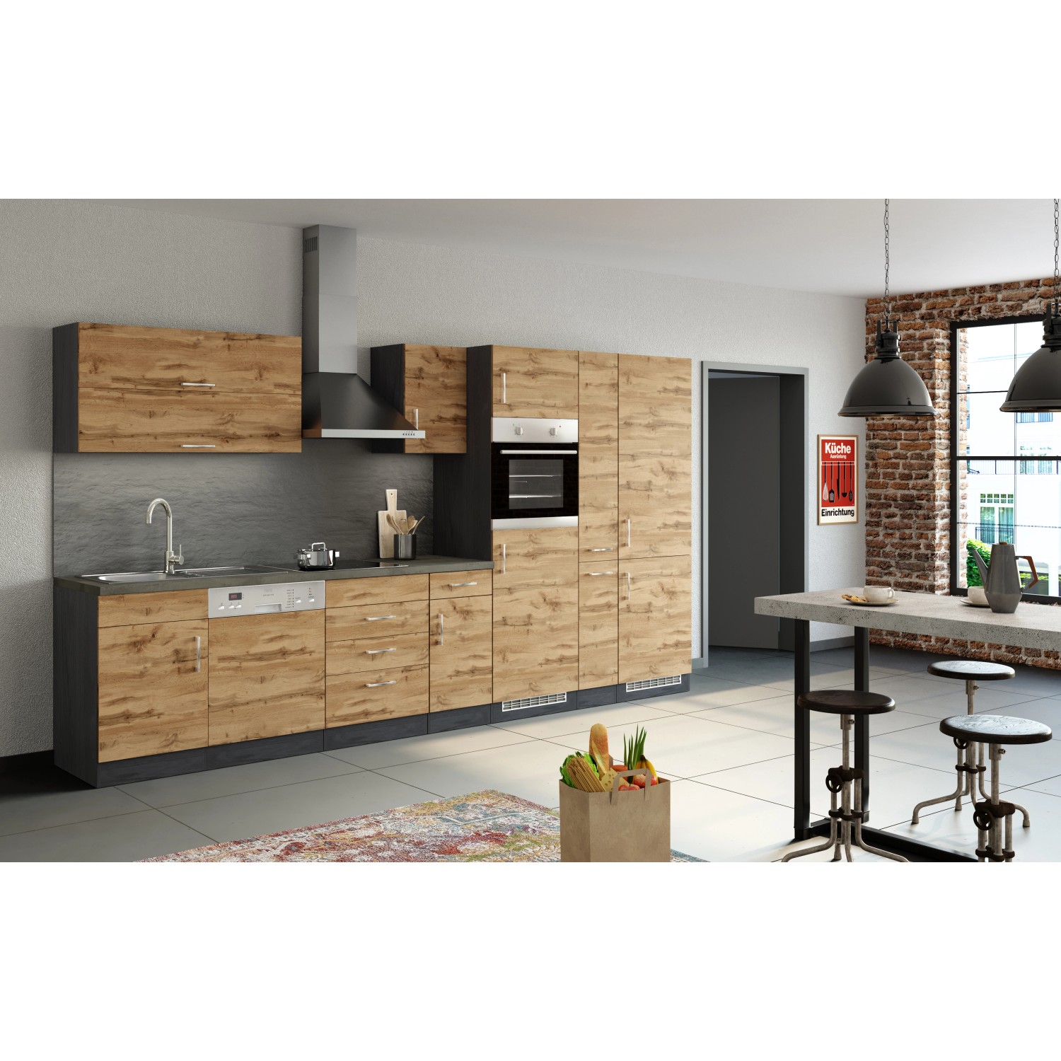 360 Küchenzeile Möbel OBI Wotaneiche-Grafit cm Held Sorrento bei kaufen