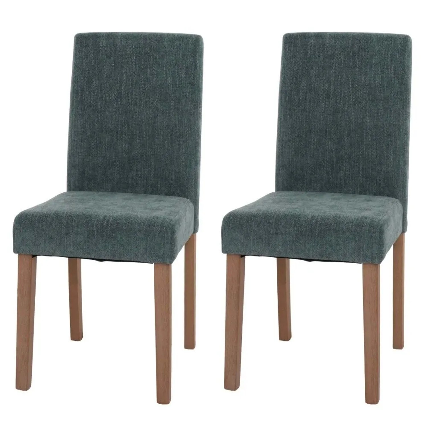 MCW Esszimmerstuhl Littau Chenille 2er-Set Grün Naturfarbene Beine