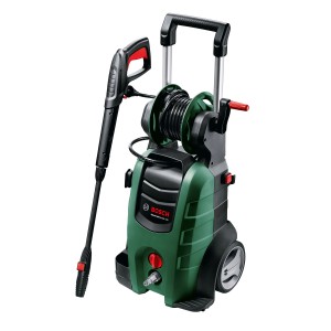 Bosch AdvancedAquatak 140 Hochdruckreiniger mit Schlauchrolle und Lanze.