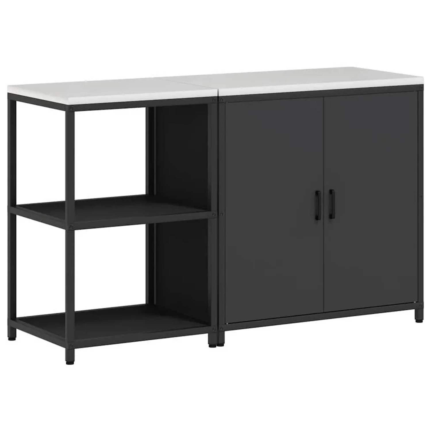 vidaXL Aufbewahrungsset für die Küche mit Regal mit Tür 2 Stk Schwarz 33926 günstig online kaufen