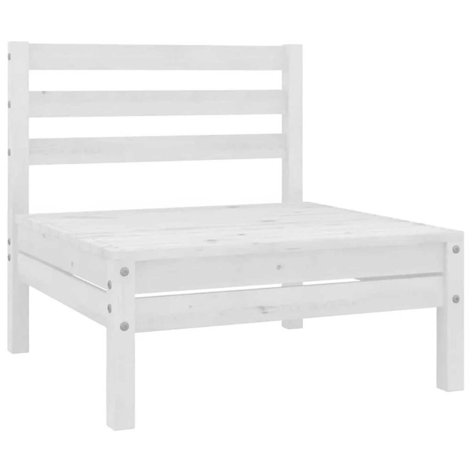 vidaXL Garten-Mittelsofa Weiß Massivholz Kiefer 806573