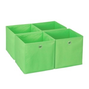 Relaxdays Faltbox 4er Set Polyester Grün Zusammenfaltbar 30 cm x 30 cm x 30 cm 0,6 kg