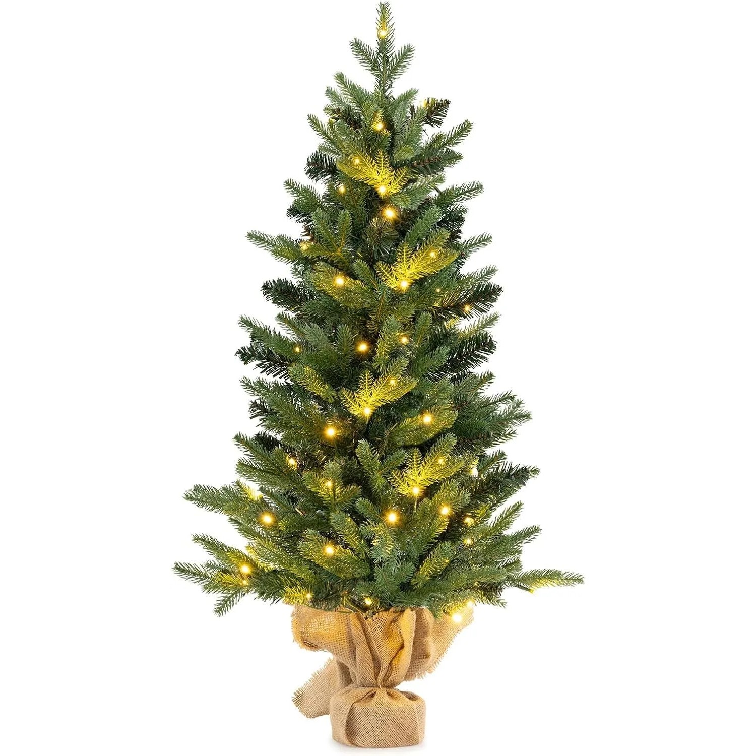 Costway Künstlicher Weihnachtsbaum mit Beleuchtung und Timer 90 cm