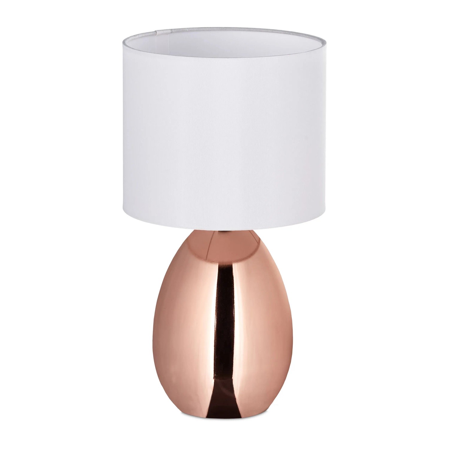 Image of Relaxdays Tischlampe Metall Kupfer Stoffschirm Kippschalter 33,5 cm x 18 cm