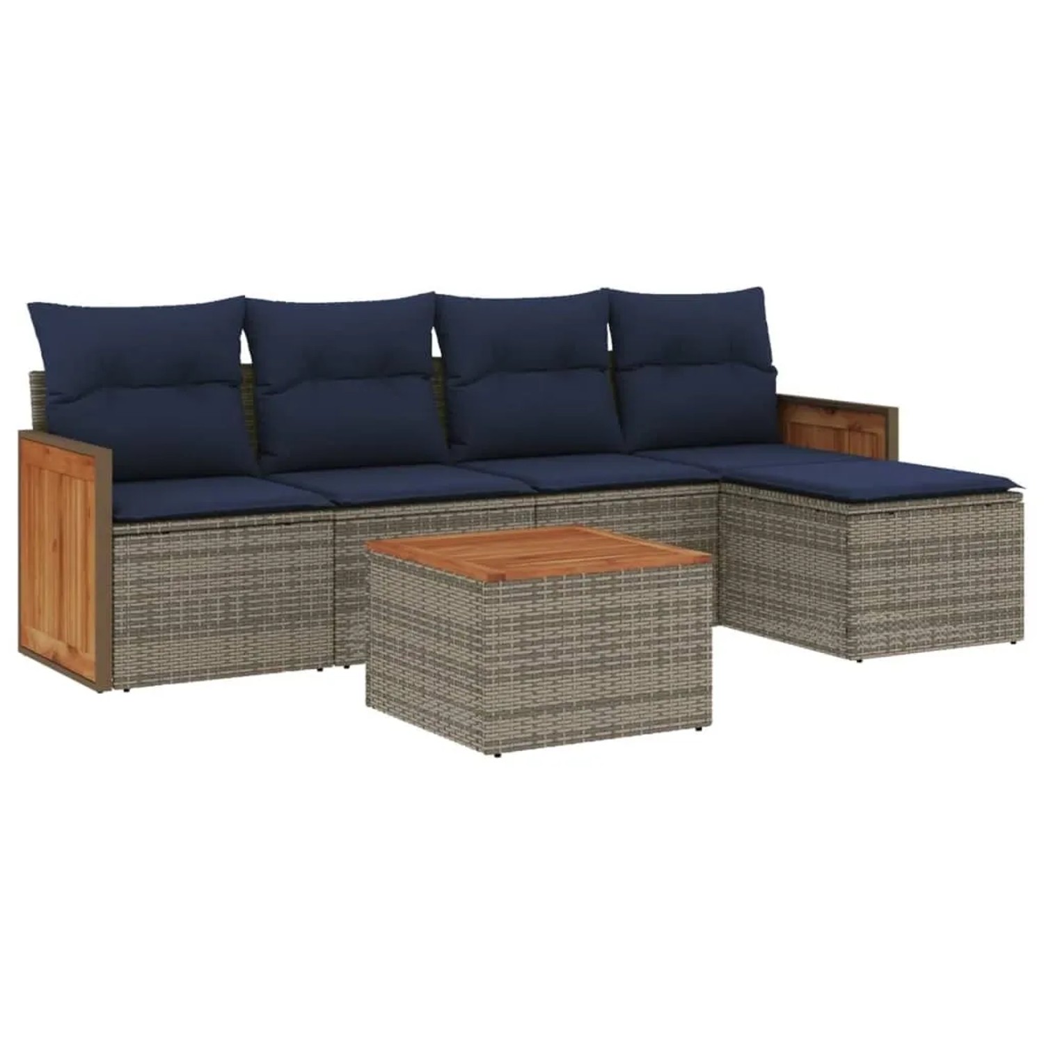 vidaXL 6-Tlg Gartensofa-Set mit Kissen Grau Polyrattan 3227608 günstig online kaufen