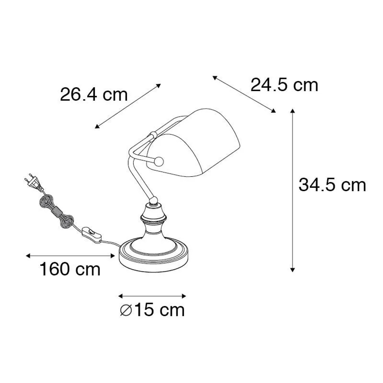 QAZQA Klassische Notarlampe Bronze mit Braunglas Banker_4