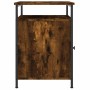 vidaXL Nachttisch Räuchereiche, 40x42x60 cm, Holzwerkstoff mit Metallrahmen.