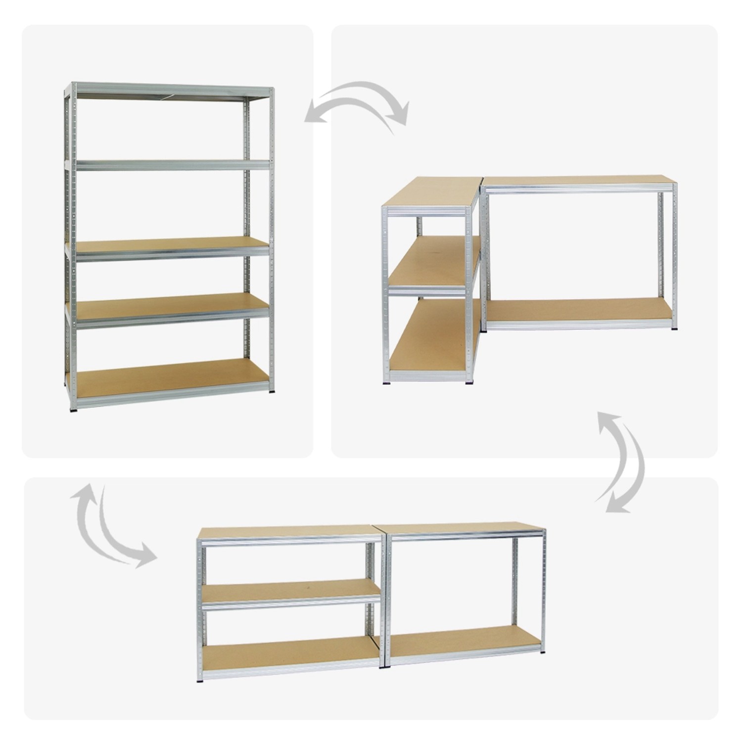 PROREGAL Schwerlastregal Mega Deal, 2 verzinkte Regale (180x120x45cm) mit 5 Böden, auch als Werkbank nutzbar.
