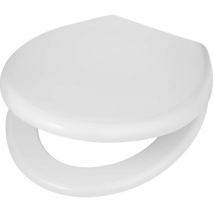 Weißer WC-Sitz Tuca aus Polypropylen, pflegeleicht und langlebig.