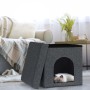 Relaxdays Katzenhöhle MDF Polyester Grau Faltbar 38,5 cm x 37 cm x 37 cm 2,6 kg_2