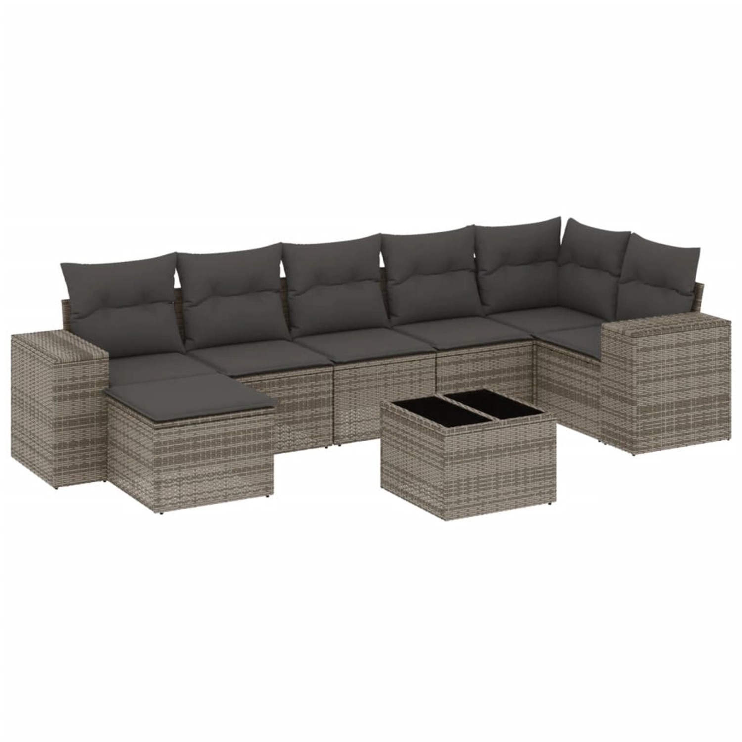 vidaXL 8-Tlg Garten-Sofagarnitur mit Kissen Grau Poly Rattan 3222889 günstig online kaufen