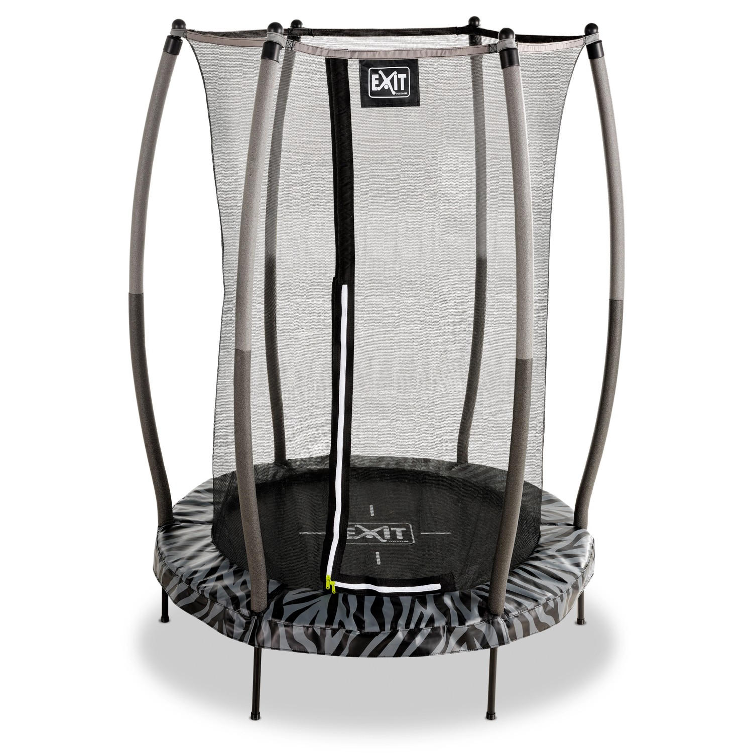 EXIT Tiggy Junior Trampolin, Ø140cm, schwarz-grau mit Sicherheitsnetz. Gartentrampolin für Kinder.